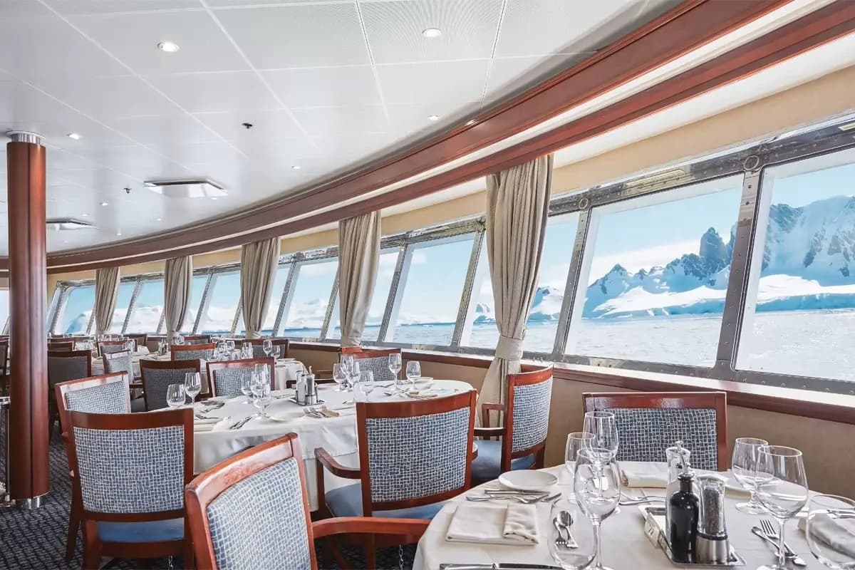 Dining room aboard the ship