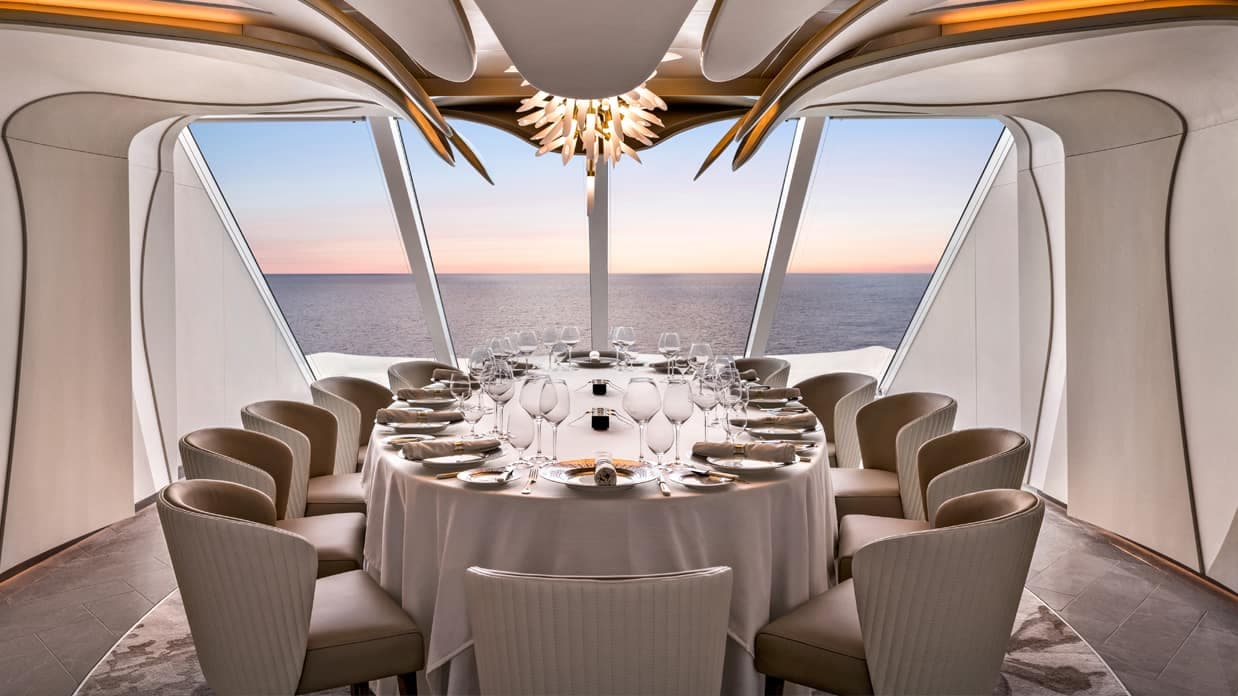 Dining room aboard the ship