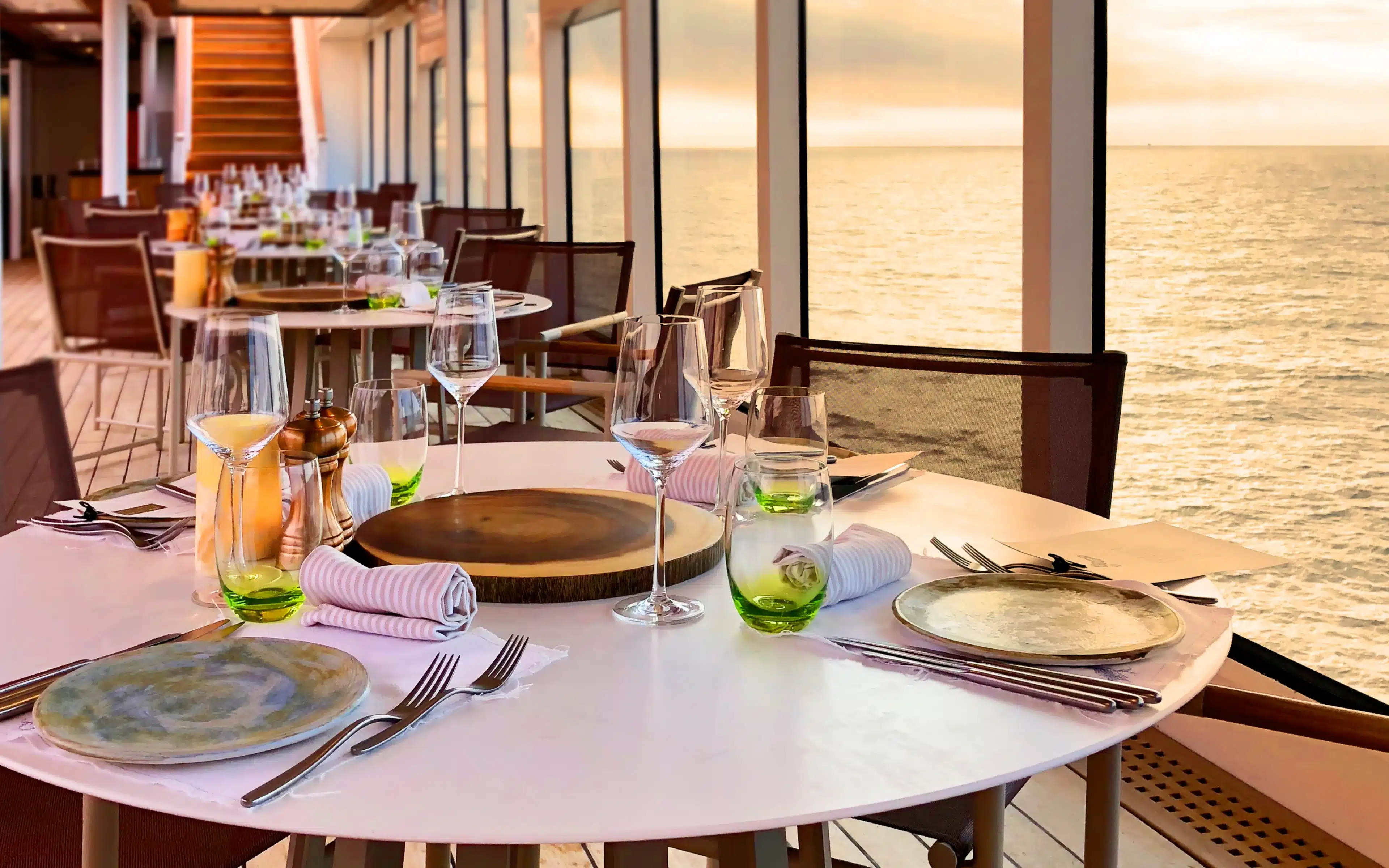 Dining room aboard the ship